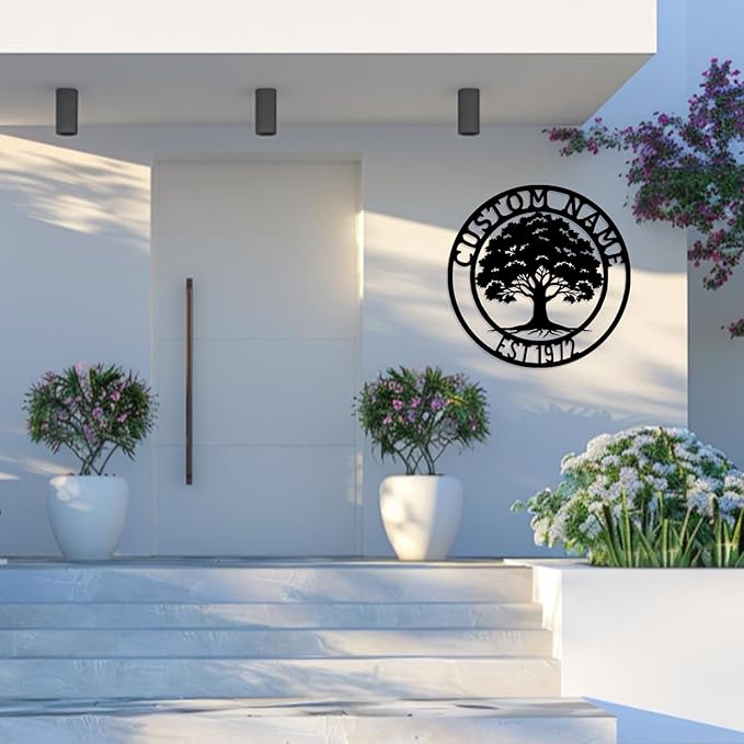 Custom oak Tree of Life, Oak Tree Family Monogram, Custom Metal Signs, Personalized Wall Art, Split Letter Monogram, Metal Wall Decor, Last Name Sign, Family Name Sign, Dad Gift