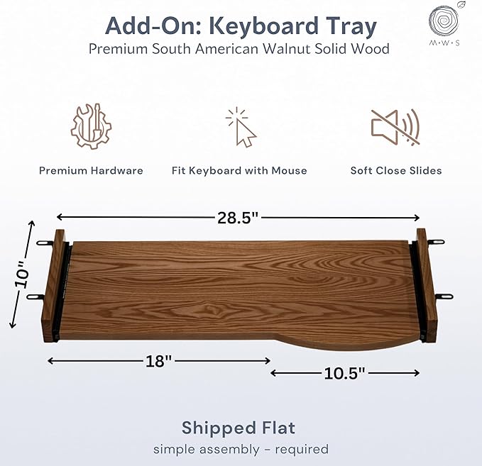 Standing Desk with Keyboard Tray – Walnut Solid Wood Desk, Natural Live Edge, Adjustable Height Dual Motor, Sit Stand for Home Office (Black, W60 x D27)
