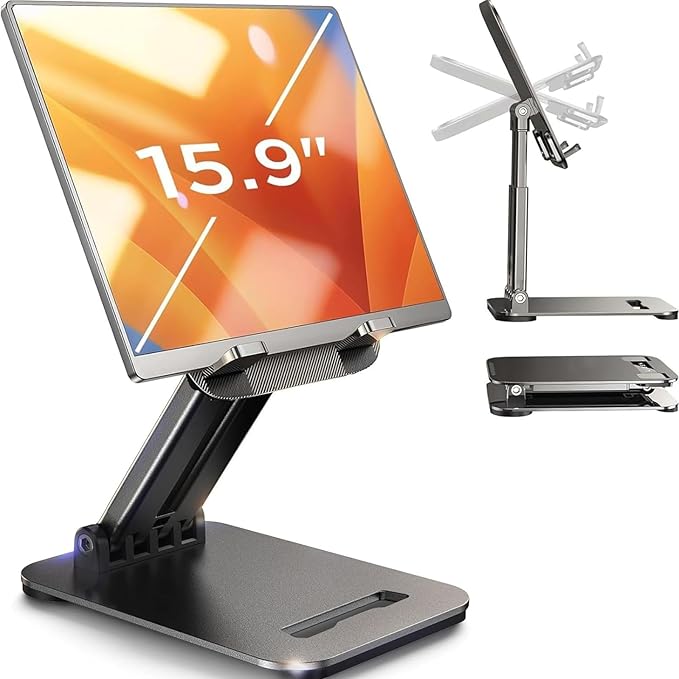 LISEN for iPad Stand Tablet Holder for Desk, Cool Home Office Desk Accessories for Men Women Kids Tablet Gifts, Office Home Essentials Gadgets Portable Monitor Stand for iPad a16 Accessories Switch