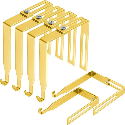 Amylove 4 Pcs Adjustable Cubicle Hanger Universal Partition Metal Cubicle Hooks Door Hanger, Adjusted to Fit Panels with 1 3/8 Inch to 3 1/2 Inch Thickness for Office Whiteboard (Gold)