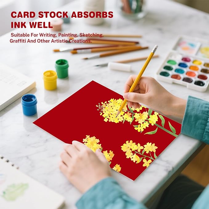 Cardstock 8.5 X 11, 80 Sheets Christmas Red Card Stock, 75lb/ 200gsm Copy Paper, Cardstock Printer Paper for Art, Drawing, Invitations, DIY Cards, Craft, Construction, School & Office Supplie