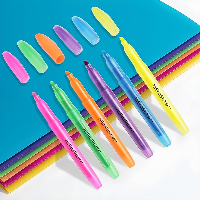 Dacono Highlighters, Chisel Tip, Highlighters Assorted Colors, Bible Highlighter No-Bleed, Quick-Drying Ink Highlighter for School, Teacher Students, Office, Classroom Must Have, 24 Pack
