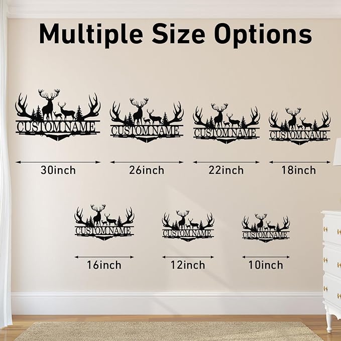 Dyoart Personalized Deer Metal Cabin Sign | Custom Metal Signs Outdoor | Deer Custom Wall Art | Outdoor Deck Decor | Last Name Deer Monogram | Camping Signs | Deer Hunter Gift | Cabin Decor
