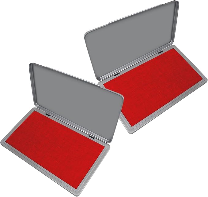 2 Pack Metal Case Stamp Pad Large Size, Red Color - Size: 3" x 6" - Choose from 15 Ink Colors