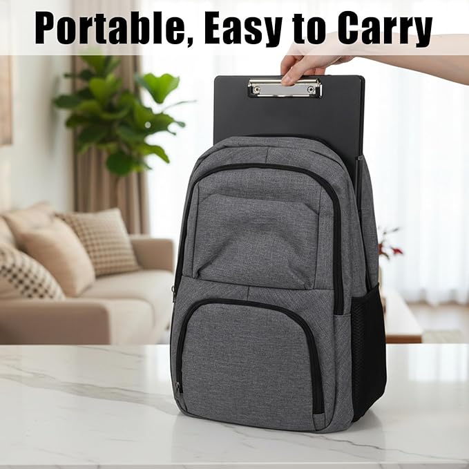 Afcabakila 3 Pack Clipboard with Storage, Foldable Clipboard Organizer with Pen Holder, Heavy Duty Plastic Writing Board for Nurse, Teacher, Student, Office Supplies, Black
