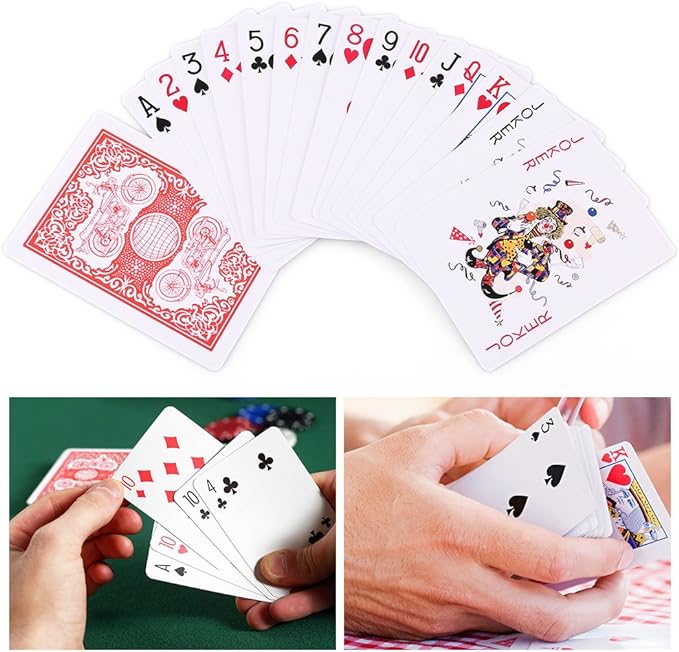 LotFancy Playing Cards, 12 Pack, Decks of Cards Bulk, Poker Size, Standard Index, for Blackjack, Euchre, Canasta Card Game, 6 Blue and 6 Red, Casino Grade Poker Cards
