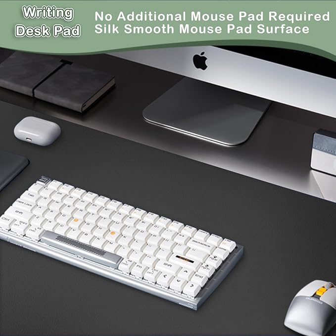 ‎Boutilon Leather Desk Pad Protector,Non-Slip Mouse Pad,Laptop Desk Pad,Office Mouse Mat,Waterproof Leather Desk Blotter,Desk Writing Pad for Office and Home,Laptop Blotter (M-Black,30"x14")