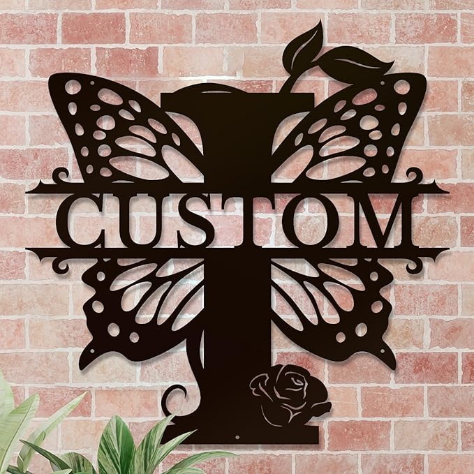 Personalized Custom Letter Name metal Signs,Custom Black Letter Monogram Wall Art Decor,Metal Signs Plaques Outdoor wall Decorative Signage (I)