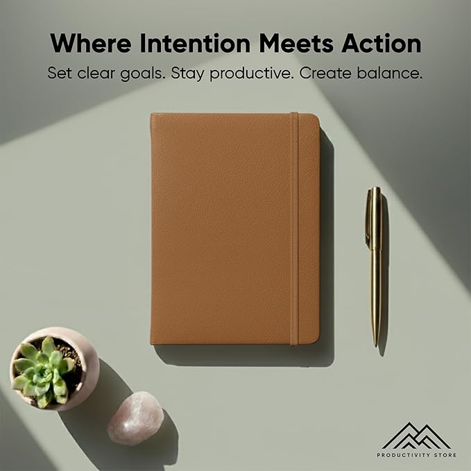 PRODUCTIVITY STORE Pro - Undated, 2026 Planner, 5.8” x 8.3” - The #1 Productivity Planner to Achieve Your 2026 Goals - Planner 2026-2027 - Brown - A5