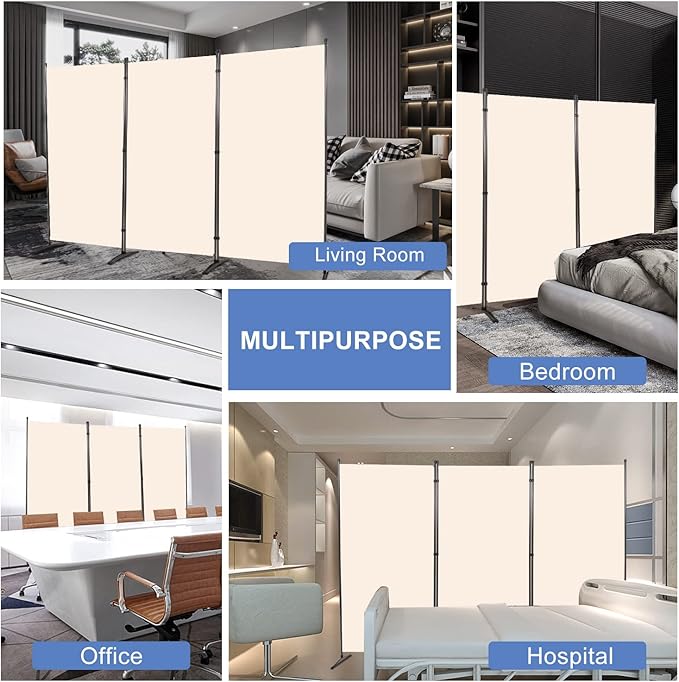 Room Divider 6FT Folding Privacy Screens, 3 Panel Partition Room Dividers w/Freestanding Design, Portable Wall Divider for Room Separtation, Fabric Screen Panel for Home Office Bedroom Dorm