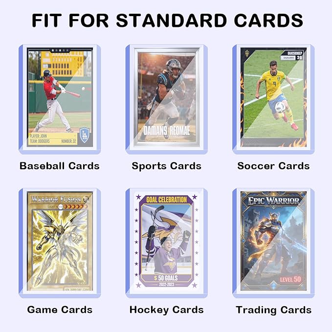 100ct 3"x4" Hard Card Sleeves - 75pt Hard Plastic Trading Card Protector, Rigid Clear Open-Top Card Sleeve, Fits Standard Trading, Baseball, Game Collectible Cards