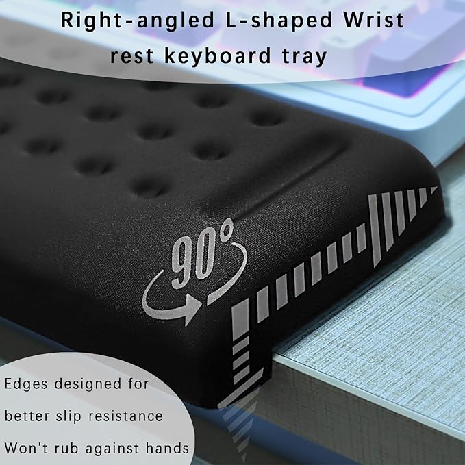 Pack of 2 L-Shaped Wrist Rest Keyboard, Memory Foam Arm Rest Desk, Ergonomic Wrist Rest for Palm, Wrist & Forearm, Office & Home(Purple)