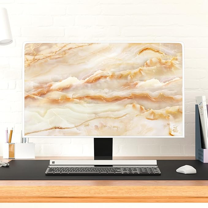 Baocicco Abstract Waterproof TV Screen Cover with Marble Design Aesthetic Television Covers for Xmas Decoration Anti-Static Dustproof Protective Cover for LED LCD OLED TVs 80 Inch