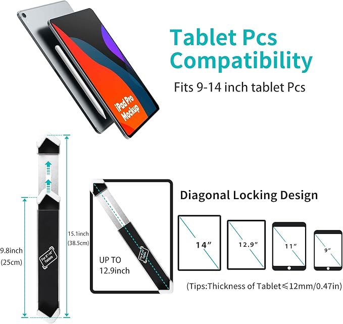 YOOZ Anti Theft Tablet Holder, Secure Desktop iPad Mount Lock, All Metal Material - Kiosk Retail Counter Lockable Stand for Tablet 9-14", iPad Pro 13 12.9 11, Air, Galaxy Tabs, Surface Pro etc