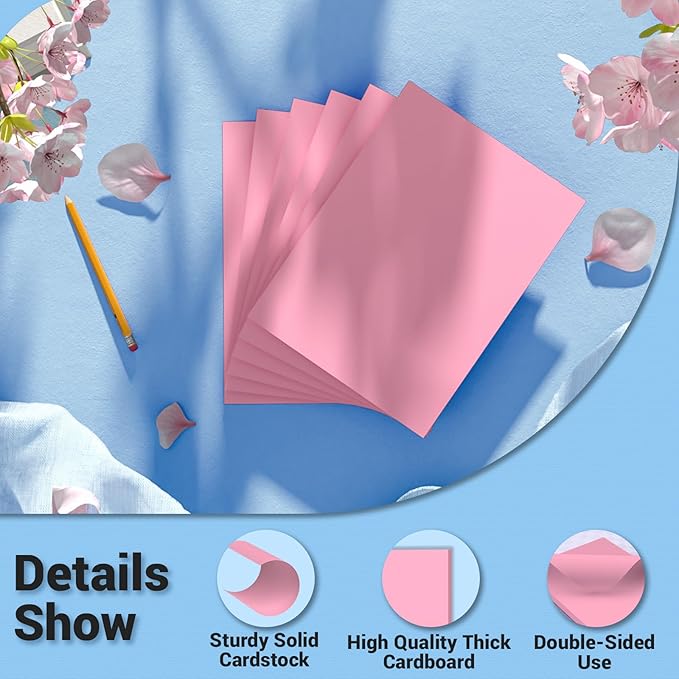 Cardstock 8.5 x 11, Thick Printer Paper 75 lb/200 gsm, 40 Sheets Card Stock Pink, Heavy Card stock, Art CardStock Paper for Invitations, Diy Cards, Business Cards, Menus, Crafts, Drawing etc