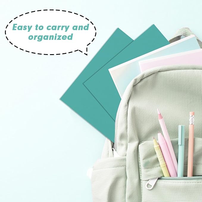 Two Pocket Folders, RAZCC 50 Pack 2 Pocket Folders Fit Letter Size Paper, Paper Folders with Pockets for School Office Business Home (Turquoise)