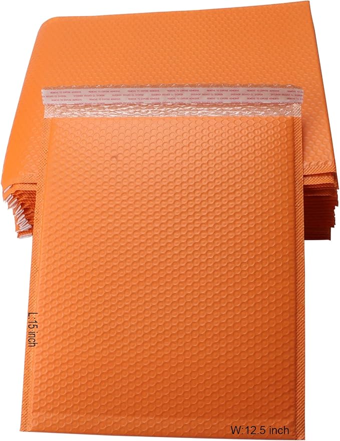 Shipping Bubble Mailers MEIANJU Padded Poly Mailer Envelopes L15xW12.5 inch Packaging Mailing Envelope Bags Shipping Bag Bulk Pack Self Seal Package Mail Packing Business Supplies,orange -25PCS