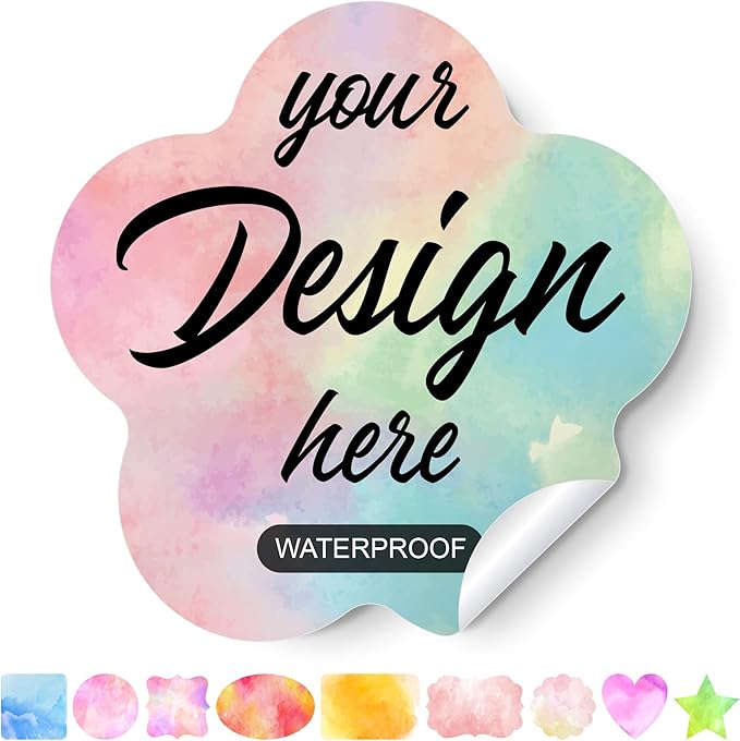 AHEADGOODS Custom Stickers - Personalized Labels, Customized Stickers with Any Design Image Logo Text, 100 Labels (Flower, 5.5"x5.5")