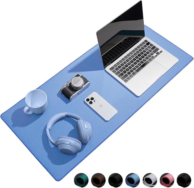 Reniteco Waterproof Large Gaming Mouse Pad with Durable Stitched Edges, Non-Slip Rubber Base, Grainy Jacquard Mouse Mat Desk Pad for Home Office Gaming, 27.6"x11.8"x0.12", Matte Blue