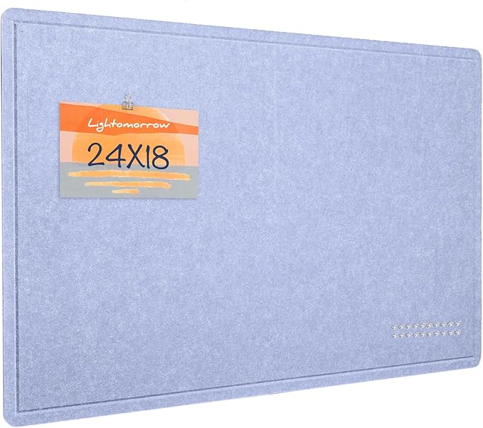 Bulletin Board, 24 x 18 inches Felt Board Decorative Pin Board, Cork Board Alternative for Wall, Foldable Photo Board Self-Adhesive Vision Board with 20 Pushpins - Lavender Blue