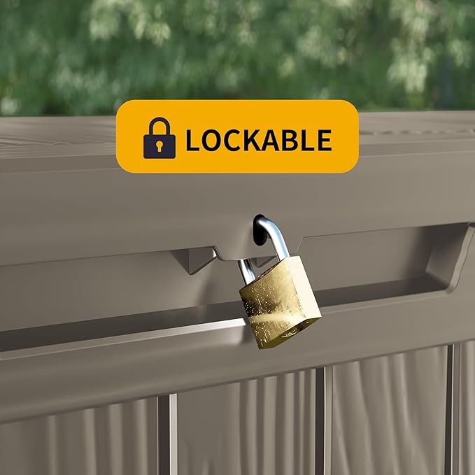 Decksplore 320 Gallon Outdoor Storage Box Waterproof Lockable Resin Deck Box Large, Patio Storage Bin for Pool Accessories Cushion Furniture, Garden Tools, UV-Resistant Outside Delivery Grey