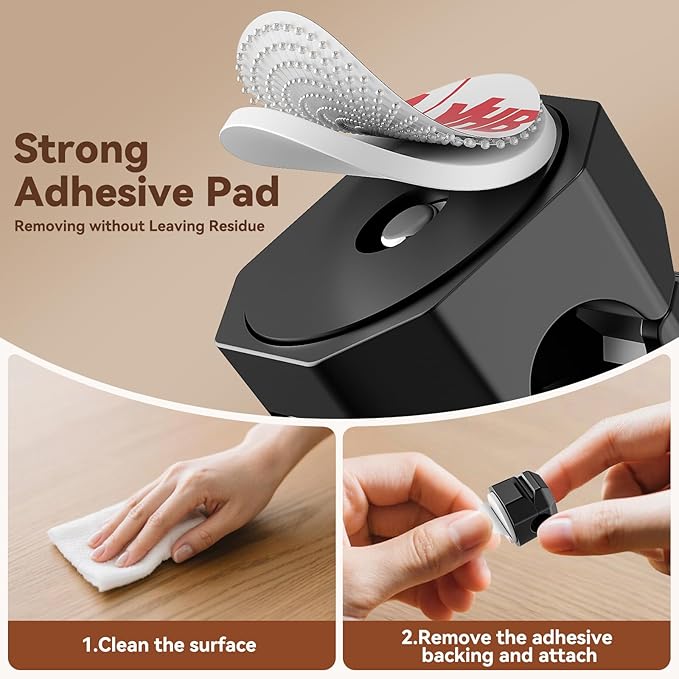 8 Pack Rotatable Cable Clips,Spring Cord Organizer Desk Cable Management Cord Holder Adhesive Phone Charger Cord Clips for Home Office Car Wall Nightstand Accessories Black