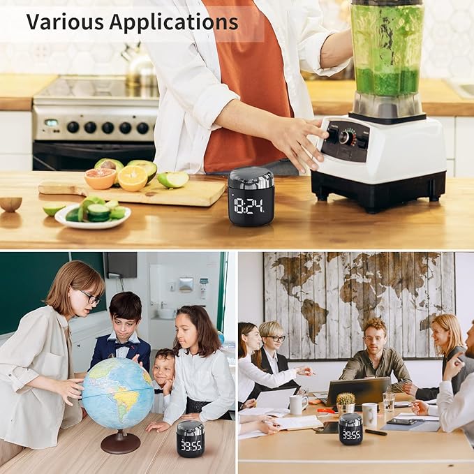 MeesMeek Digital Kitchen Timer,Countdown Countup Timer with Large LED Display Volume Adjustment,Timer for Cooking, Classroom Time for Kids and Teachers. (Silver)