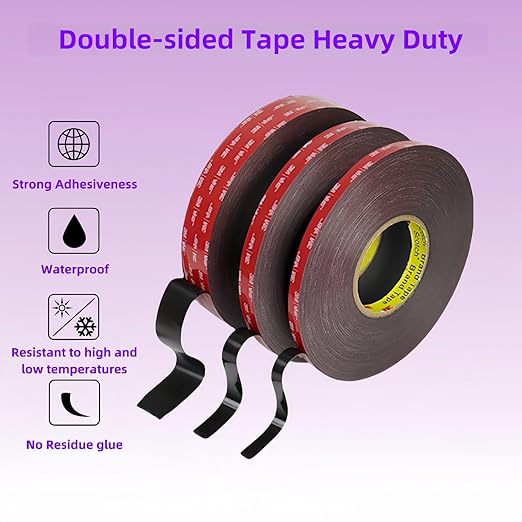 Gasenvan Double Sided Tape Heavy Duty, Mounting Adhesive Tape 1/4 in x 15.4 ft, Waterproof Adhesive Strip Tape for Indoor & Outdoor, Automotive Trim, Garage,LED Strip Lights, Home Decor