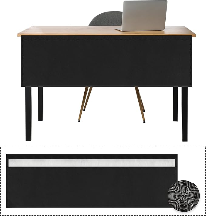 EcoBrisa 48" Under Desk Privacy Panel with Cable Management Organizer Sleeve Self-Adhesive Modesty Panel for Cord Organizer Pockets and Desk Skirt for Home Office or Standing Workstation