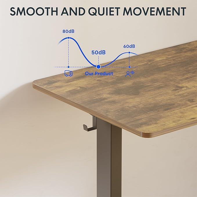 FLEXISPOT One-Piece Electric Standing Desk, 48 x 30 Inches Adjustable Desk with Seamless Desktop, Memory Controller Height Adjustment (Black Frame + Rustic Brown Desktop, 2 Packages)