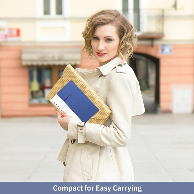 Spiral Notebook-5.75" x 8.125" College Ruled Journal with Inner Pockets and 160 Pages,PU Leather Cover Business Journal, Twin-Wire Binding Notebook Perfect for Office & Home School Supplies Navy Blue