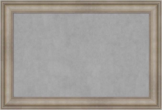 Amanti Art Silver Framed Magnetic Board 25x37 Large Vision Board for use with Magnets, 100% Metal Sheet to Display Items as Office Decor or for Home Organization in mudroom, Kitchen or Kids Room