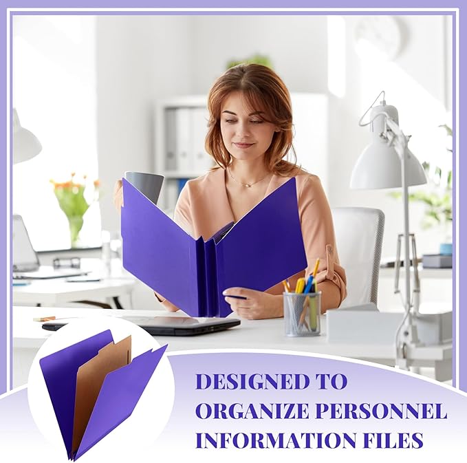 Skyygemm 72 Pcs Classification Folders Letter Size, 1 Divider Pressboard File Folder with Fasteners, Expanding File Organizer Bulk for School Teachers, Office Employee, Coworker, Staff (Purple)
