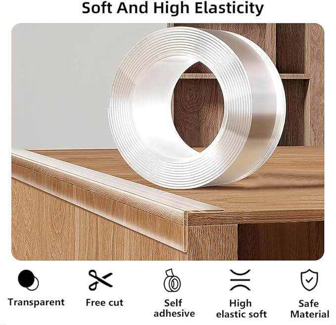 Baby Proofing Edge Protector for Kid Clear Edge Protector Strip Safety Corner Guards Child Proof Corner Bumper for Furniture 2" x 49.21' (thk: 1mm)