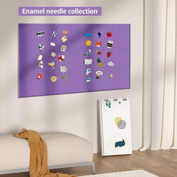 Large Cork Bulletin Board Alternative for Office60 x 35" - 15 Pack Felt Bulletin Boards Dart Wall Protectors 70 Pcs Safe RemovableAdhesive Tabs Pcs for Office Wall, School, Home Decor, Purple
