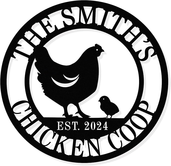 Personalized Metal Coop Sign, Custom Chicken Name Sign,Chicken Coop Decor,Chicken Coop Accessories, Personalized Chicken Coop Farm Sign,Funny Signs for Chicken Coops