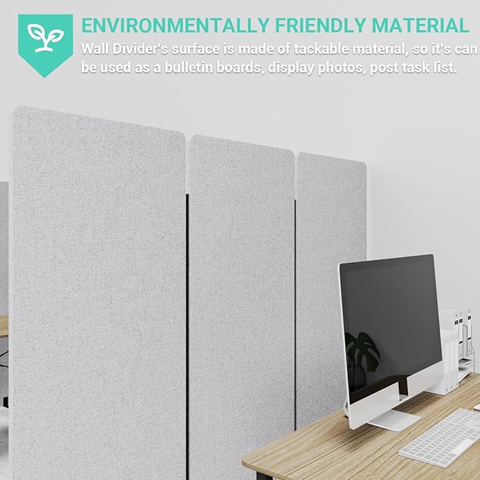 Soundproof Room Divider W/Wheels, 66in Office Dividers for Sound Proofing & Reducing, Sound Proof Dividers for Office Partitions Portable Acoustic Wall Divider (Cool Grey, 3 Panel+3 Panel)