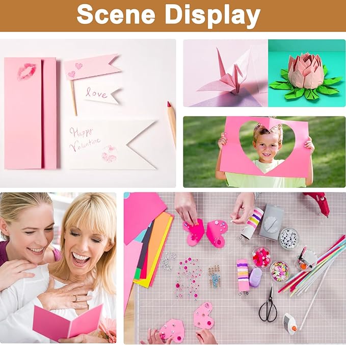 Silunkia 100 Sheets Pink Shimmer Cardstock 8.5 x 11 Crafts Paper, 200gsm/75lb Glossy Paper Card Stock for DIY Cards Making, Valentine's Day Cards, Wedding Invitations, Menus