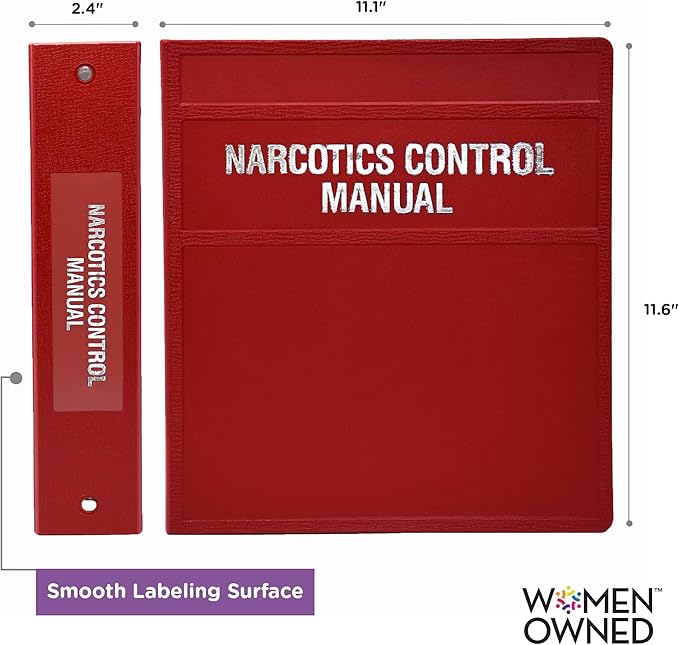 Carstens 2-Inch Heavy Duty Round Ring Binder for Narcotics Control Documents – Side Opening, Brick Red, Case of 16, Durable Plastic, No Pockets, Holds 300 Sheets, Made in USA (1770-3RCS)
