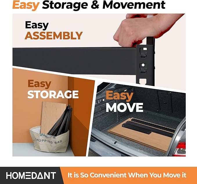 HOMEDANT 5 Tier Storage Shelves Adjustable Laminated Boltless Garage Metal Shelving Unit Heavy Duty Utility Rack Shelf Warehouse Pantry Closet Kitchen (2, (M) 35.9" W, Black)