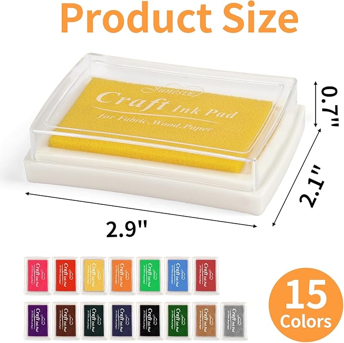 NIUBIER 15 Colors Craft Ink Pads, Washable Finger Stamp Pad for Kids Finger Painting, DIY Crafting, Paper, Wood Fabric, Rubber Stamps, Scrapbook Supplies
