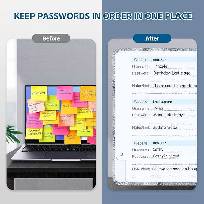 MOSA BEAR Password Keeper Book with Alphabetical Tabs，4.3"x5.7" Small Password Books for Seniors Password Notebook for Internet Website Address Log in Detail(NZQL)