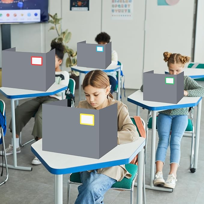 Crtiin 24 Pcs Privacy Folders for Students Desk Dividers Standard School Privacy Cardboard Board Testing Dividers Shield for Classroom Teacher Supplies Keep Eyes from roving(Simple)