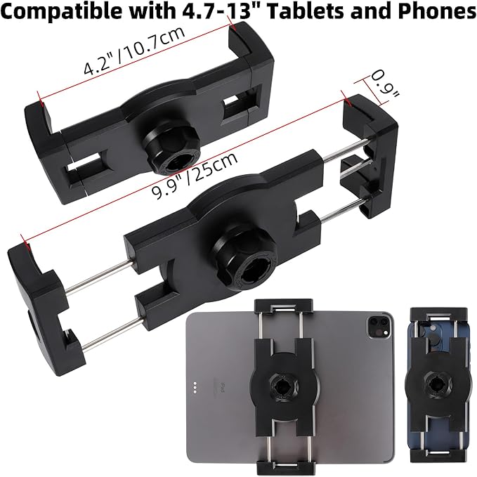ZUZUXI Tablet Stand Holder for Desk and Bed, Adjustable Aluminum Foldable Arm iPad Mount Clamp on Table Compatible with iPad Air Mini, Galaxy Tabs, 4.7-12.9" Tablets and Phones