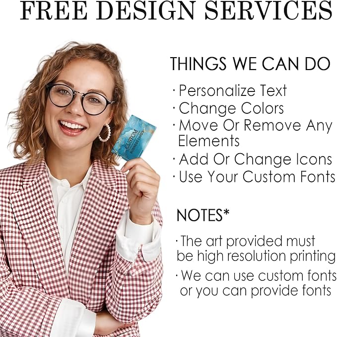 Custom Business Cards - Customizable Logo/Text/QR Code, 300gsm Matte Paper Front & Back Sides Printed, for Company/Business/Thanks Cards 100/200/500/1000/2000 Pcs