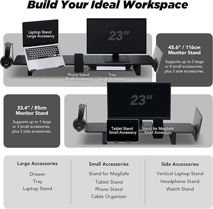 ULTRARM Moodular Add-ons Vertical Laptop Tray [Accessory Only - Requires Moodular Wooden Monitor Stand Slide Rails for Use] Black MSA-VLT