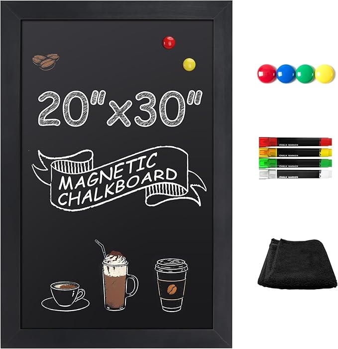 SELEAD Magnetic Chalkboard Words Sign - 20" x 30" Solid Wood Black Frame Wall Decor Bulletin Black Board for Home Kitchen, Business, Restaurant, Farmhouse