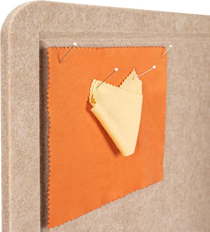 Large Bulletin Board - 48 x 36 Inches, Decorative Felt Pin Board for Wall - 4' x 3' Foldable Photo Display Board with Self-Adhesive Tape, Includes 20 Push Pins - Beige Brown
