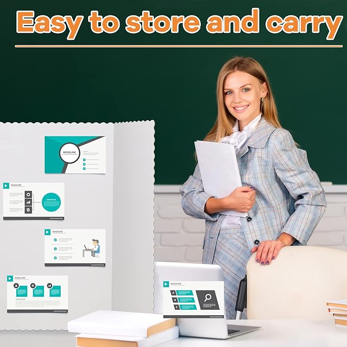 Henoyso 4 Pcs 36 x 48 Inch White Trifold Poster Board Large Tri Fold Presentation White Display Board Foldable Paperboard for Science Fair School Business Project Exhibition