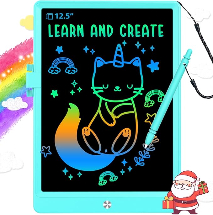 BUKEBU LCD Writing Tablet Doodle Board,12.5 inch Colorful Drawing Pad,Electronic Drawing Tablet, Drawing Pads,Travel Gifts for Kids Ages 3 4 5 6 7 8 Year Old Girls Boys (Blue)
